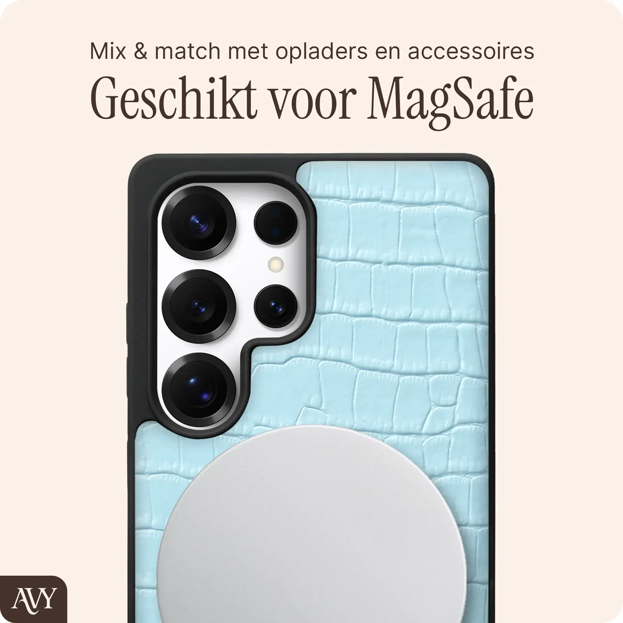 AVY Samsung Galaxy S25 Ultra - Statement Kit - Croco Blauw - Long Leather afbeelding 6