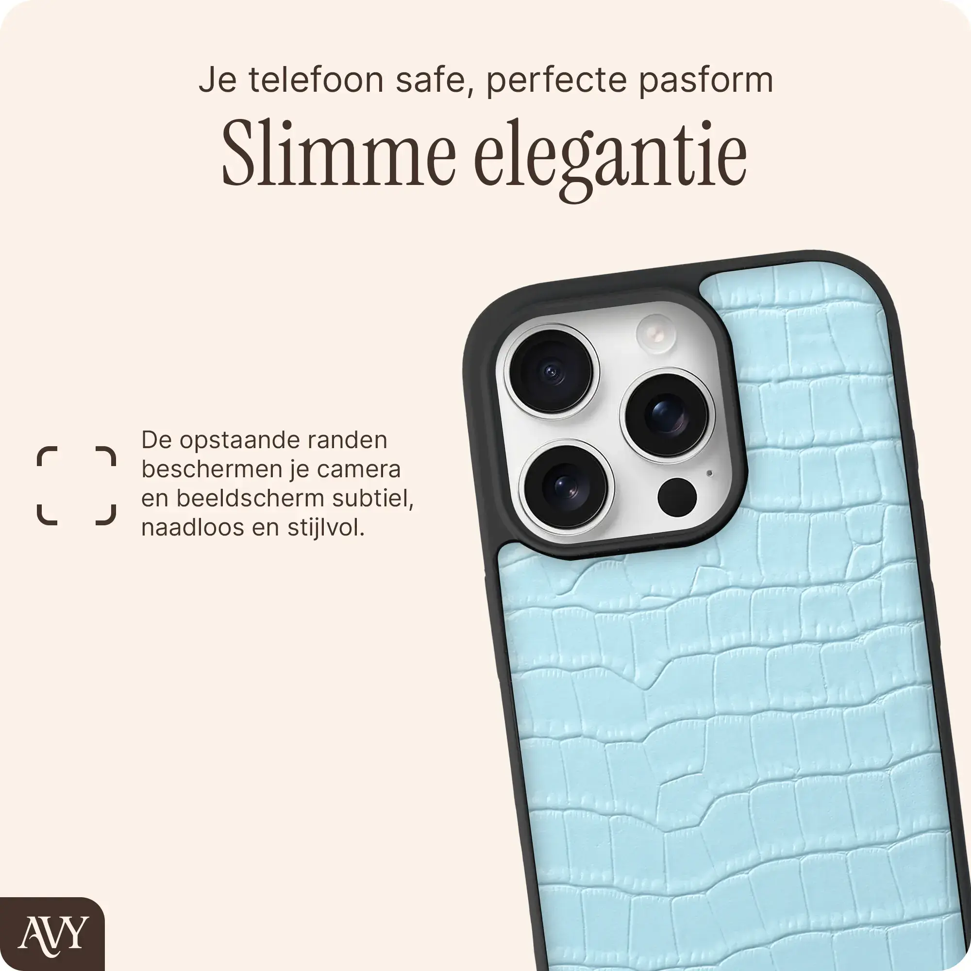 AVY Apple iPhone 16 Pro - Statement Kit - Croco Blauw - Long Leather afbeelding 16