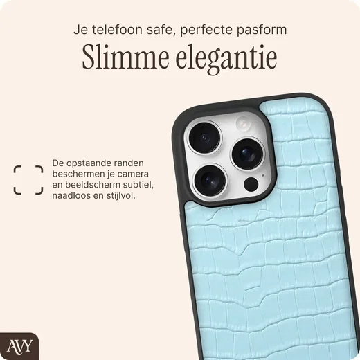 AVY Apple iPhone 16 Pro Max - Statement Kit - Croco Blauw - Long Leather afbeelding 16