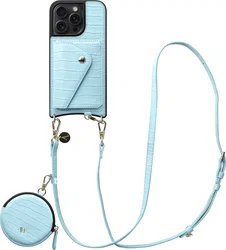 AVY Apple iPhone 15 Pro Max - Statement Kit - Croco Blauw - Long Leather afbeelding