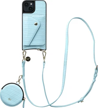 AVY Apple iPhone 14 / 13 - Statement Kit - Croco Blauw - Long Leather