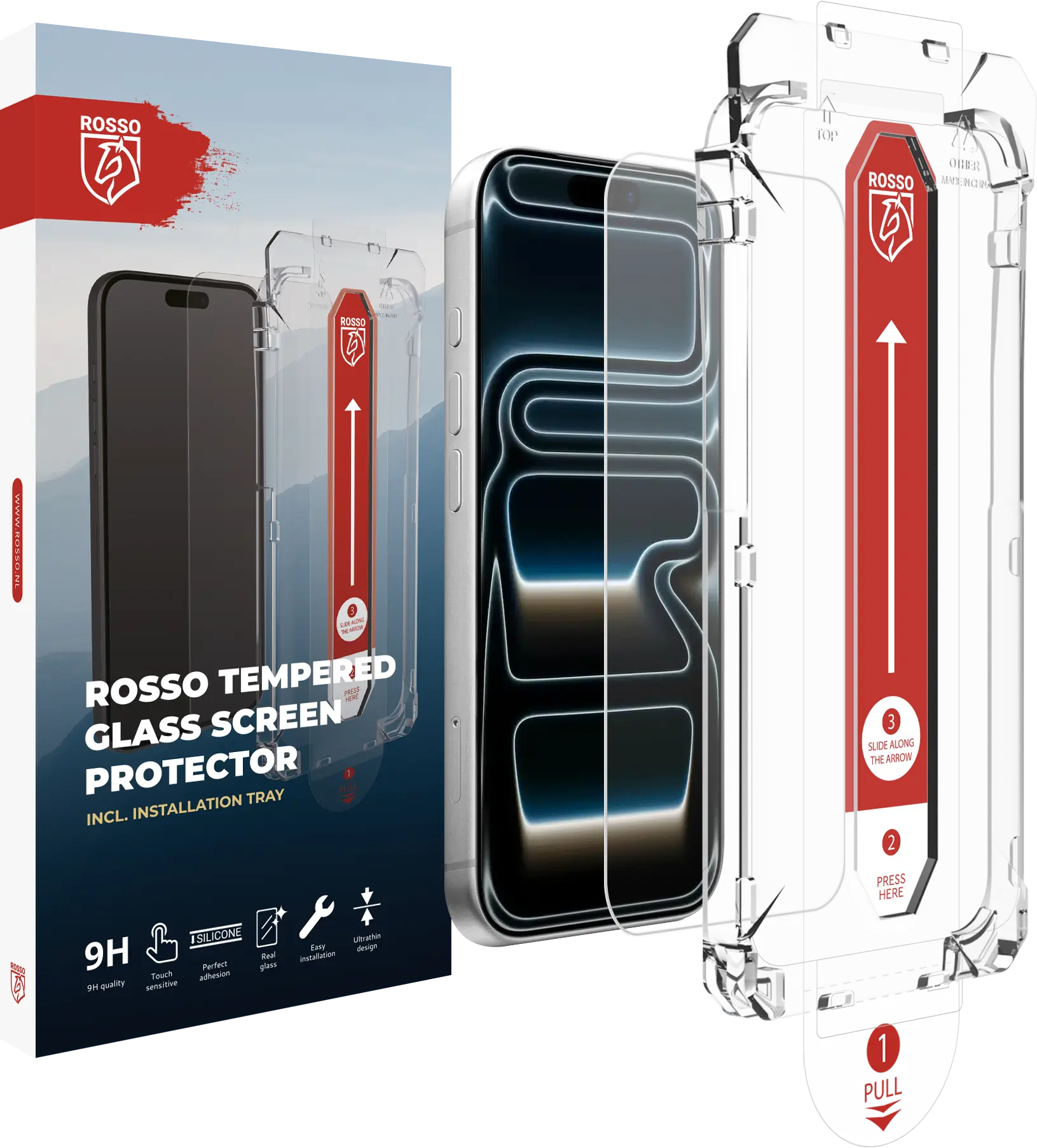 Rosso Apple iPhone 18 Pro Tempered Glass met Installatietray Dust Removal afbeelding 1
