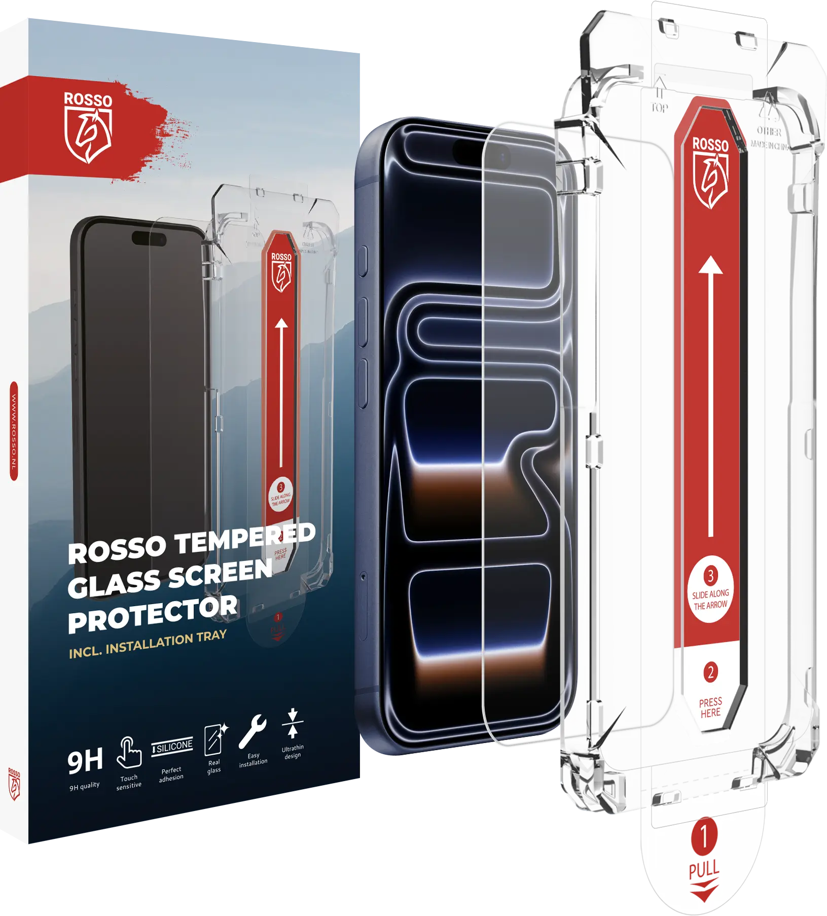 Rosso Apple iPhone 18 Pro Max Tempered Glass met Installatietray Dust Removal afbeelding 1