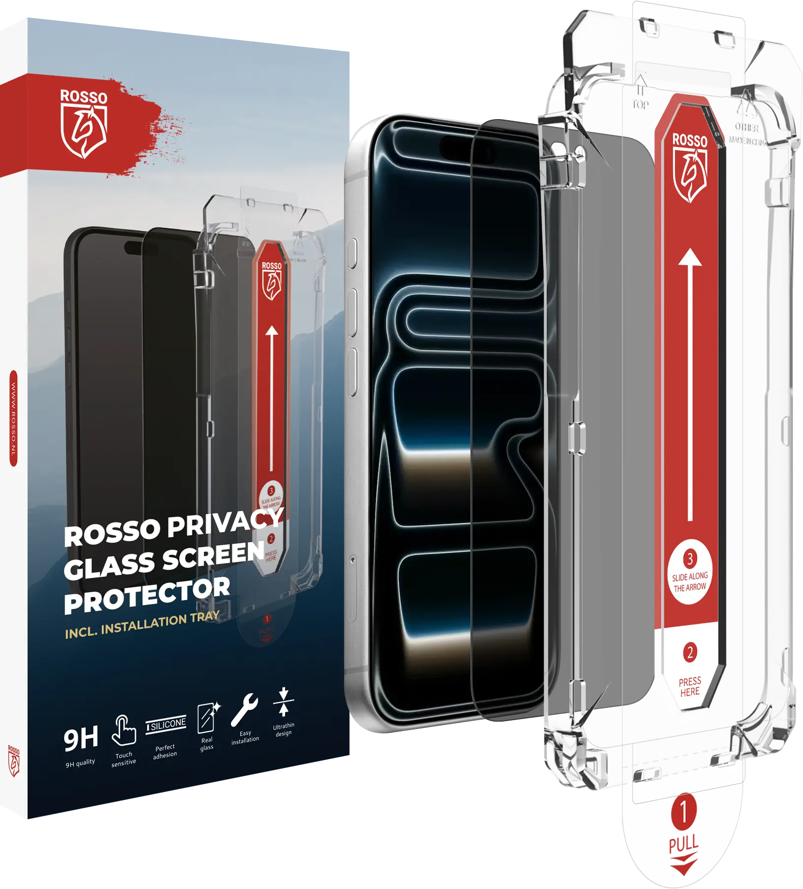 Rosso Apple iPhone 18 Pro Max Privacy Glass met Installatietray Dust Removal afbeelding 1