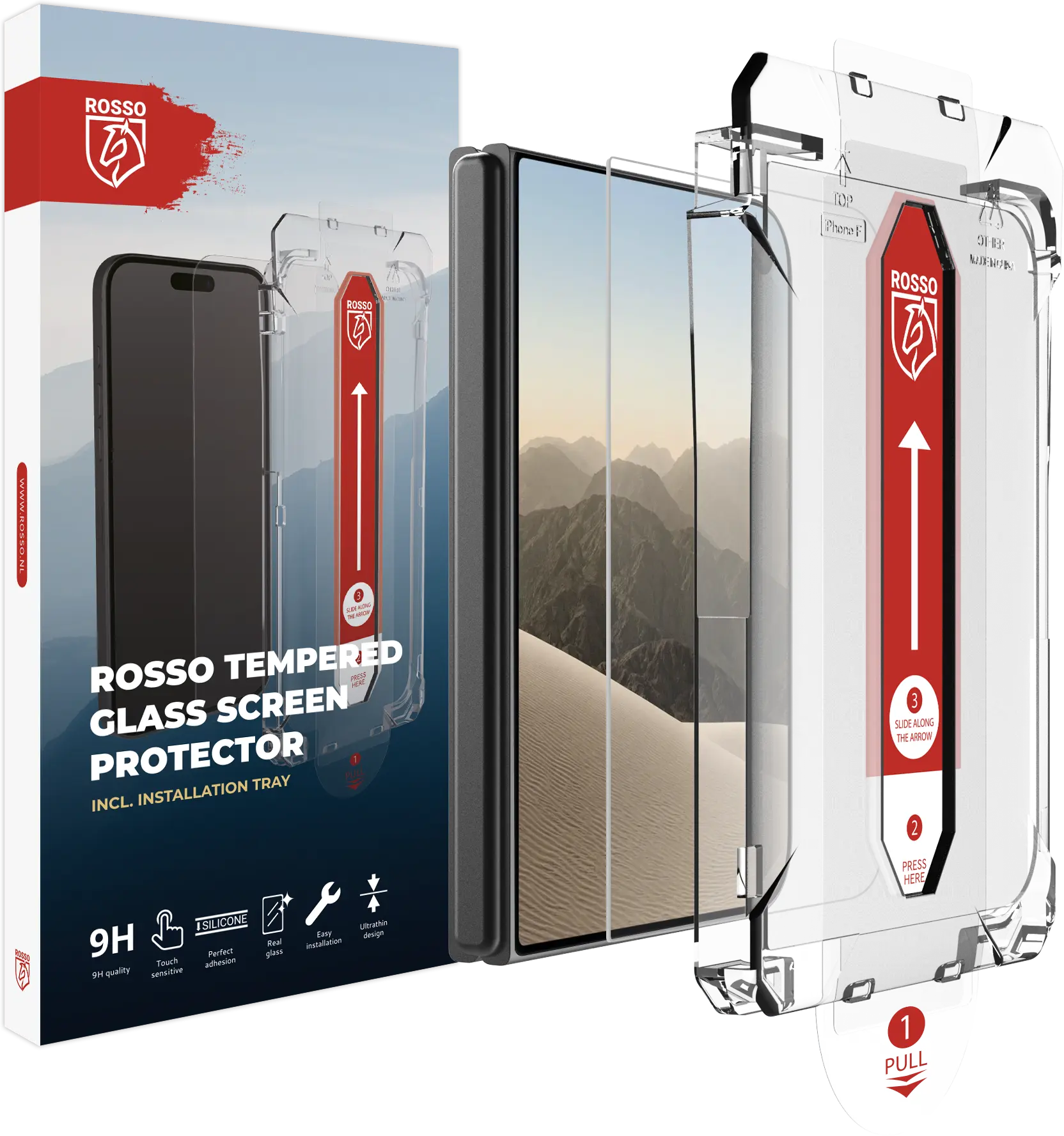 Rosso Apple iPhone Duo Tempered Glass met Installatietray Dust Removal afbeelding 1