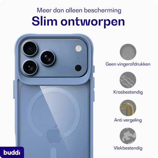 Buddi Hybrid Apple iPhone 18 Pro Hoesje MagSafe Back Cover Matched Blauw afbeelding 7