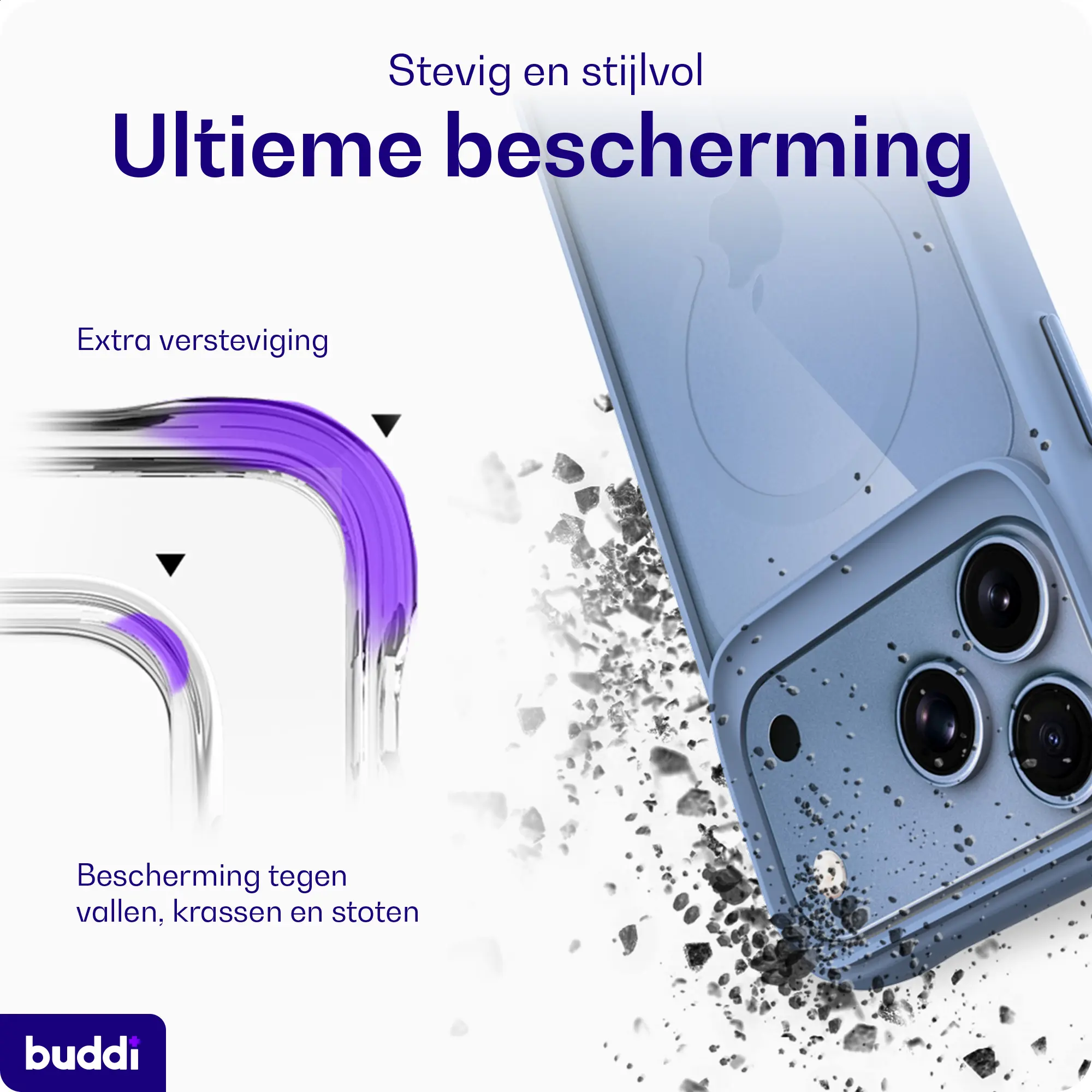 Buddi Hybrid Apple iPhone 18 Pro Hoesje MagSafe Back Cover Matched Blauw afbeelding 3