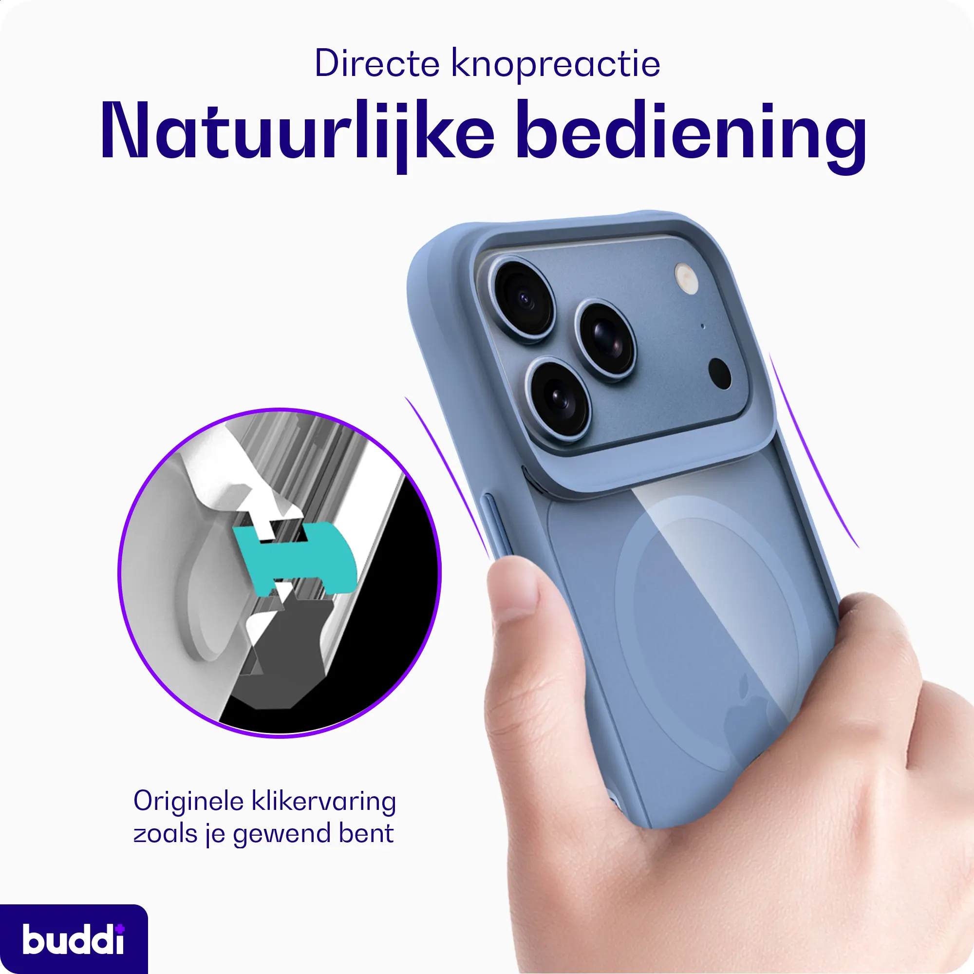 Buddi Hybrid Apple iPhone 18 Pro Hoesje MagSafe Back Cover Matched Blauw afbeelding 6