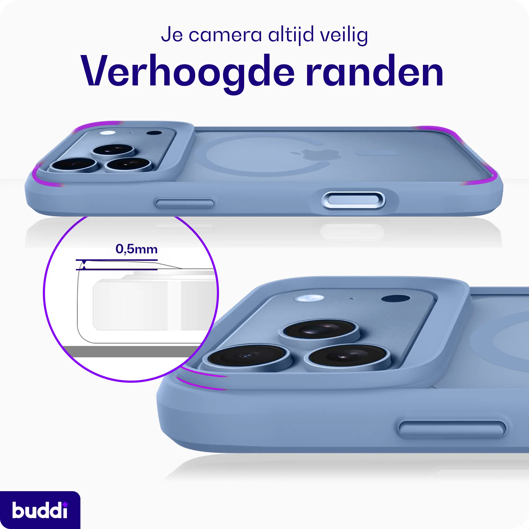 Buddi Hybrid Apple iPhone 18 Pro Hoesje MagSafe Back Cover Matched Blauw afbeelding 5