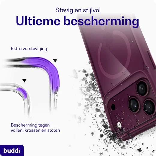 Buddi Hybrid Apple iPhone 18 Pro Hoesje MagSafe Back Cover Matched Rood afbeelding 3