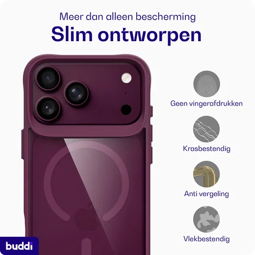Buddi Hybrid Apple iPhone 18 Pro Hoesje MagSafe Back Cover Matched Rood afbeelding 7