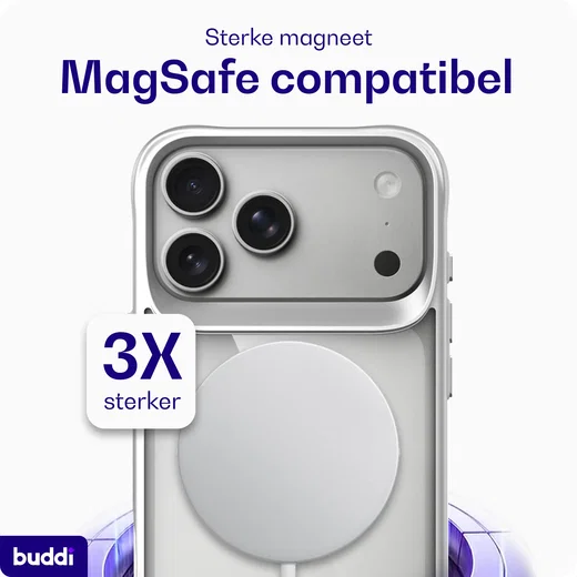 Buddi Hybrid Apple iPhone 18 Pro Hoesje MagSafe Back Cover Matched Zilver afbeelding 4