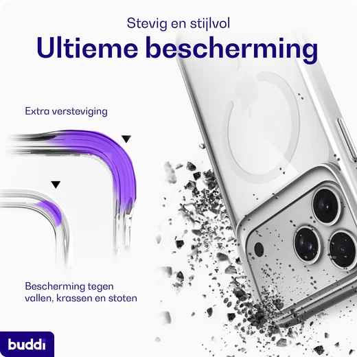 Buddi Hybrid Apple iPhone 18 Pro Hoesje MagSafe Back Cover Matched Zilver afbeelding 3