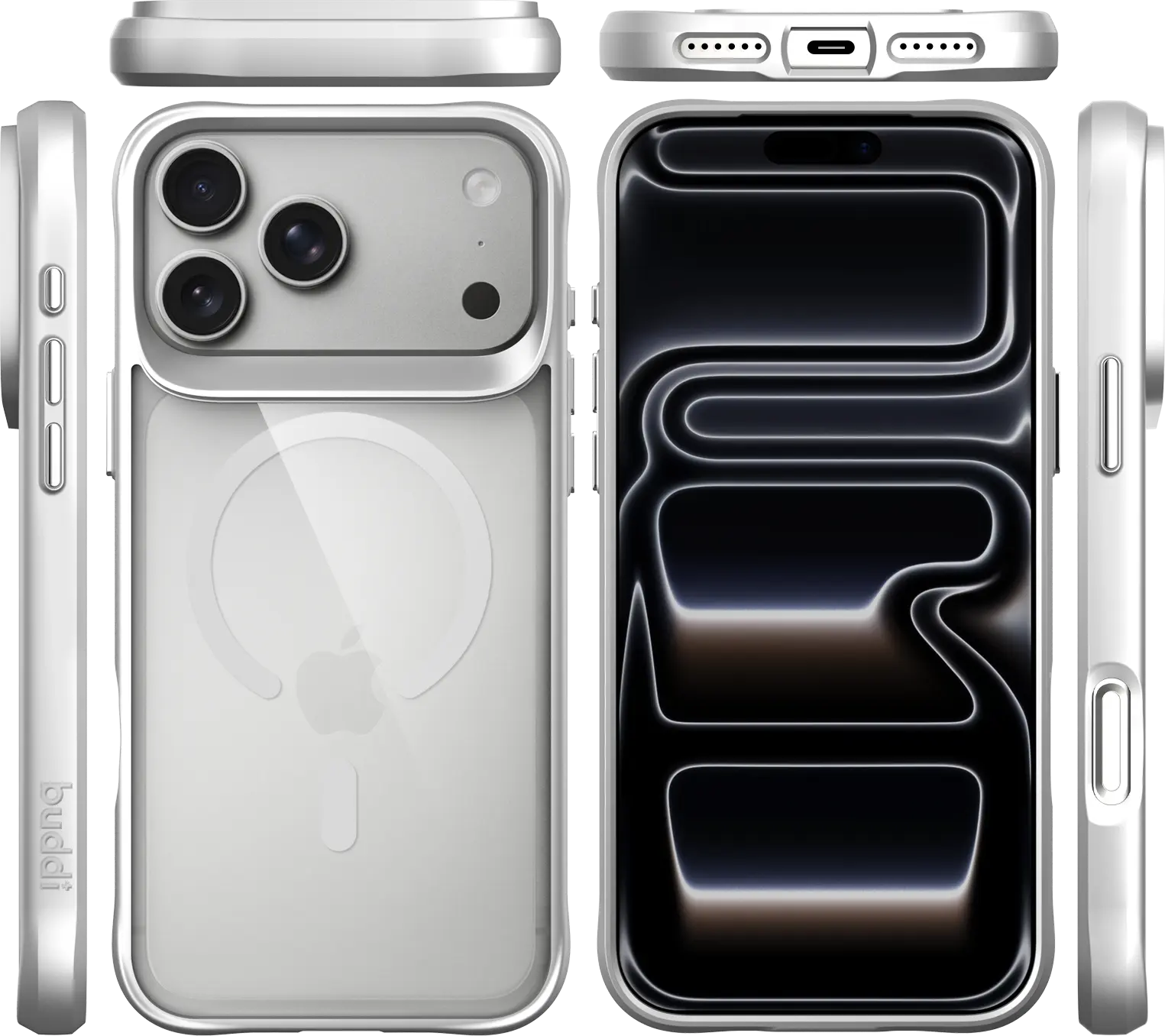 Buddi Hybrid Apple iPhone 18 Pro Hoesje MagSafe Back Cover Matched Zilver afbeelding 9