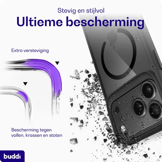 Buddi Hybrid Apple iPhone 18 Pro Hoesje MagSafe Back Cover Matched Zwart afbeelding 3