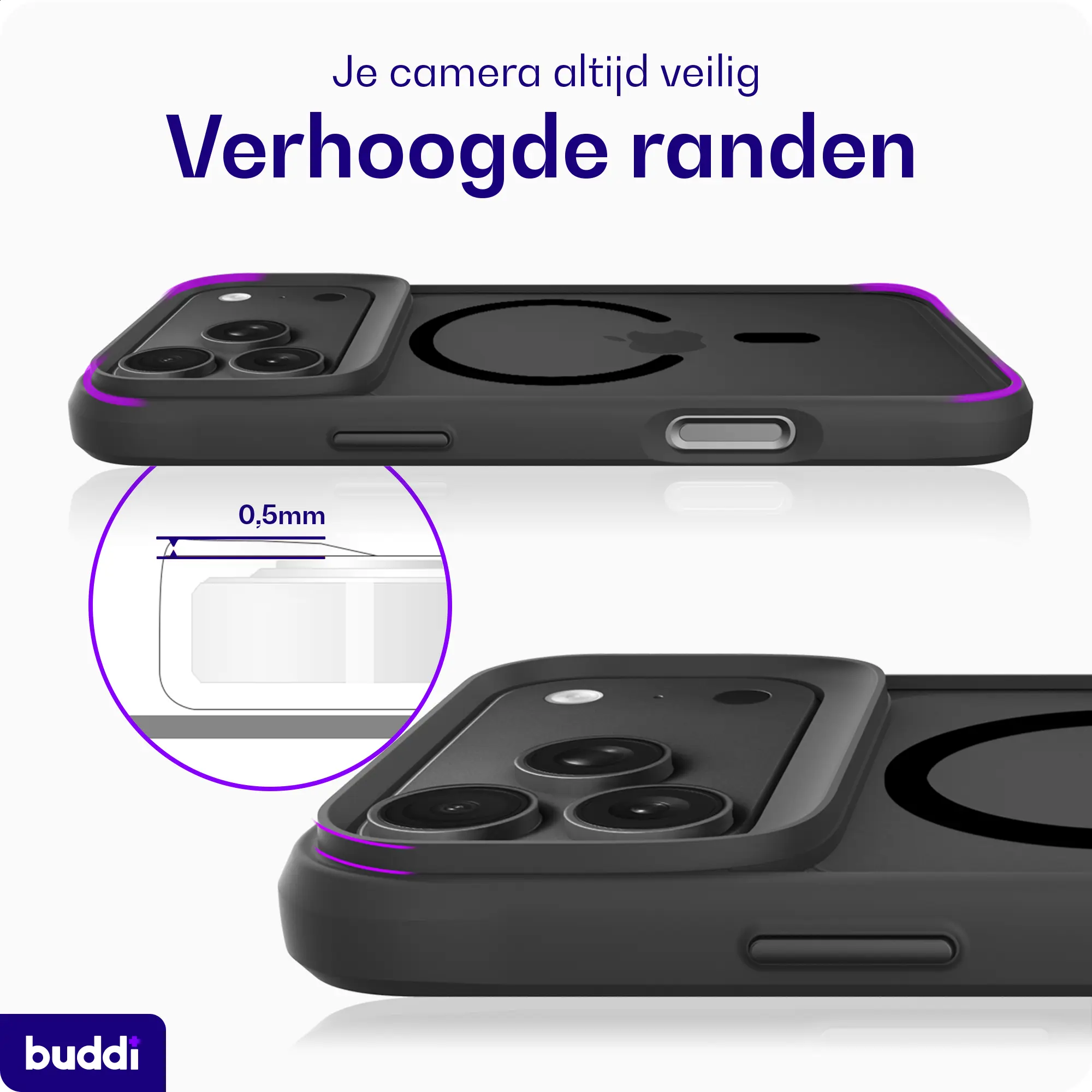 Buddi Hybrid Apple iPhone 18 Pro Hoesje MagSafe Back Cover Matched Zwart afbeelding 5