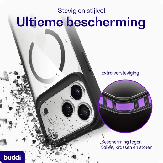 Buddi Hybrid Apple iPhone 18 Pro Hoesje MagSafe Back Cover Matched Zwart afbeelding 3