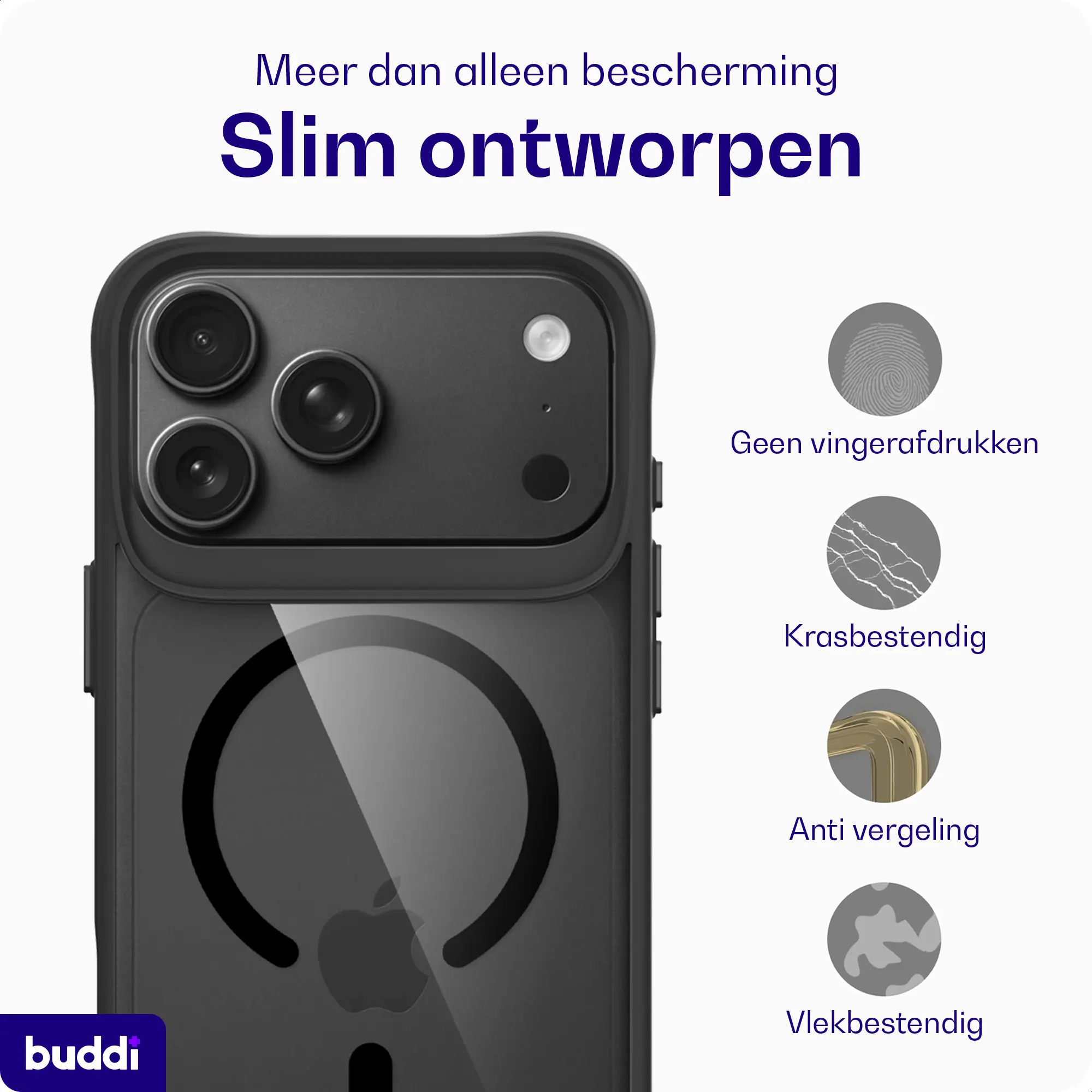 Buddi Hybrid Apple iPhone 18 Pro Hoesje MagSafe Back Cover Matched Zwart afbeelding 6