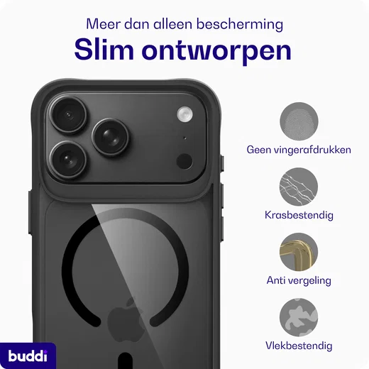 Buddi Hybrid Apple iPhone 18 Pro Hoesje MagSafe Back Cover Matched Zwart afbeelding 6