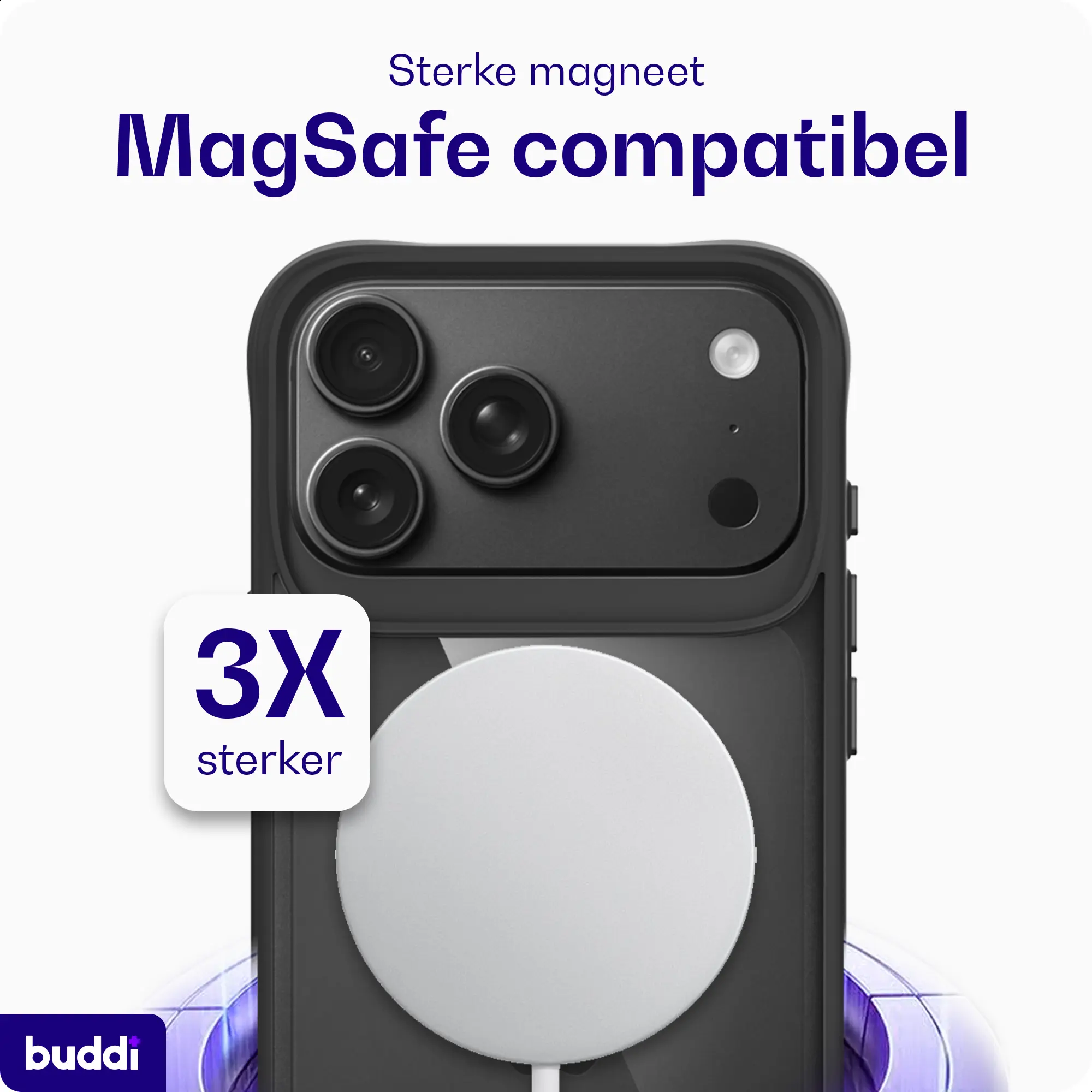 Buddi Hybrid Apple iPhone 18 Pro Hoesje MagSafe Back Cover Matched Zwart afbeelding 4