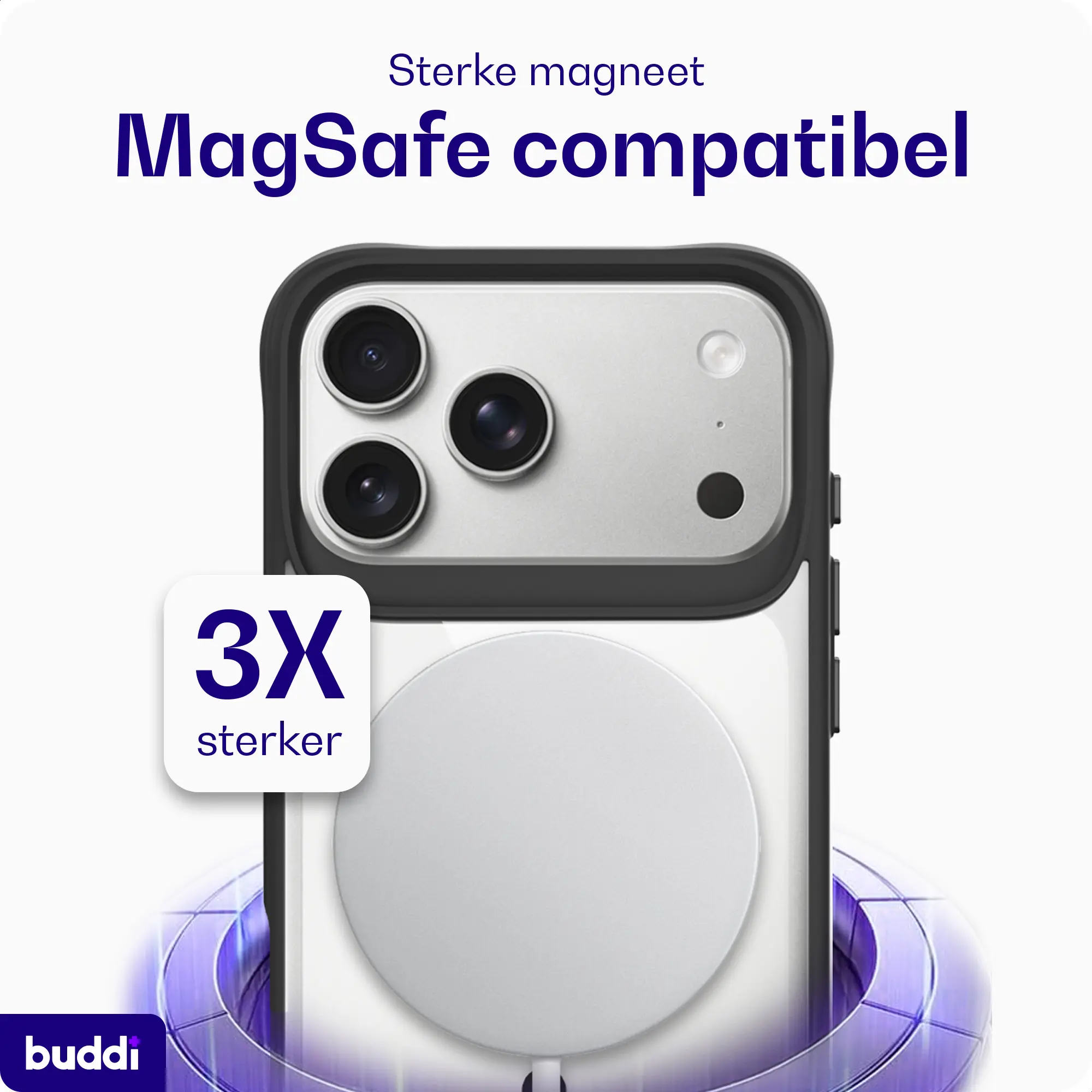 Buddi Hybrid Apple iPhone 18 Pro Hoesje MagSafe Back Cover Matched Zwart afbeelding 4