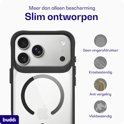 Buddi Hybrid Apple iPhone 18 Pro Hoesje MagSafe Back Cover Matched Zwart afbeelding 7