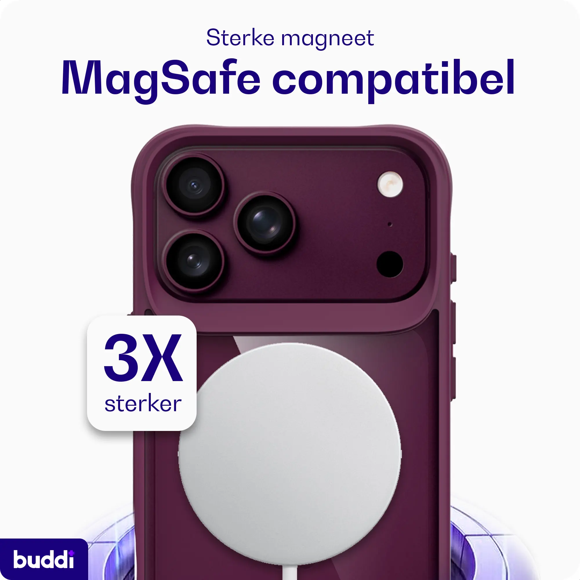 Buddi Hybrid Apple iPhone 18 Pro Max Hoesje MagSafe Back Cover Matched Rood afbeelding 4