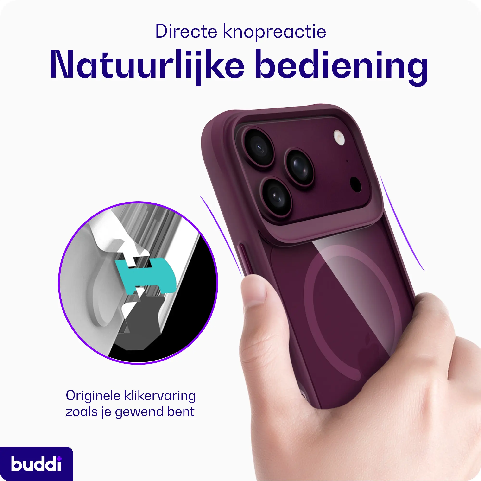 Buddi Hybrid Apple iPhone 18 Pro Max Hoesje MagSafe Back Cover Matched Rood afbeelding 6
