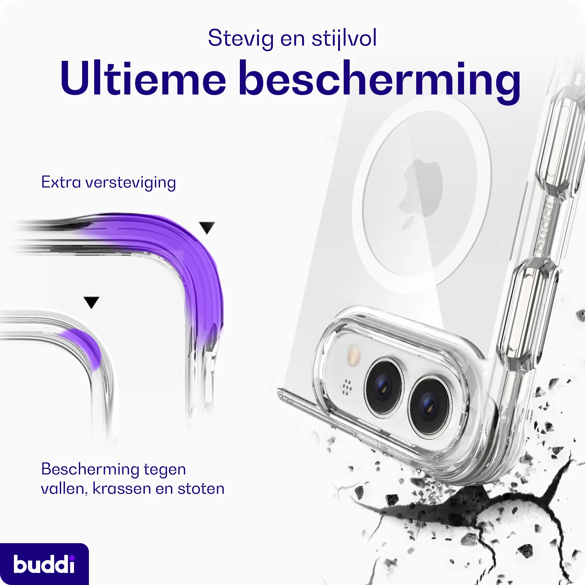 Buddi Core Apple iPhone Duo Hoesje MagSafe Back Cover Transparant afbeelding 2