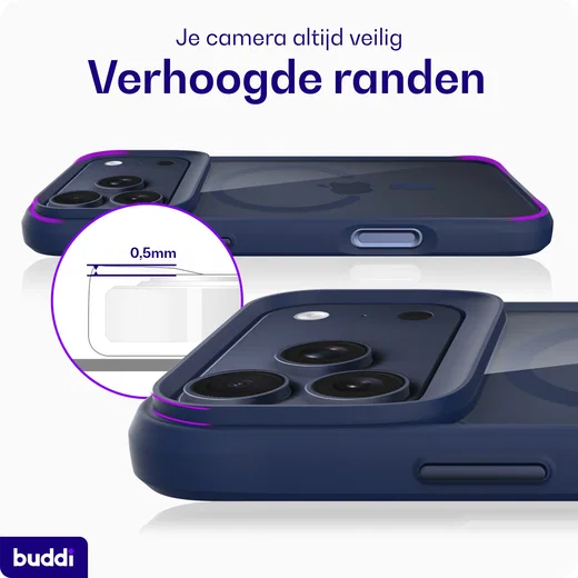 Buddi Hybrid Apple iPhone 18 Pro Hoesje MagSafe Back Cover Transparant Blauw afbeelding 6