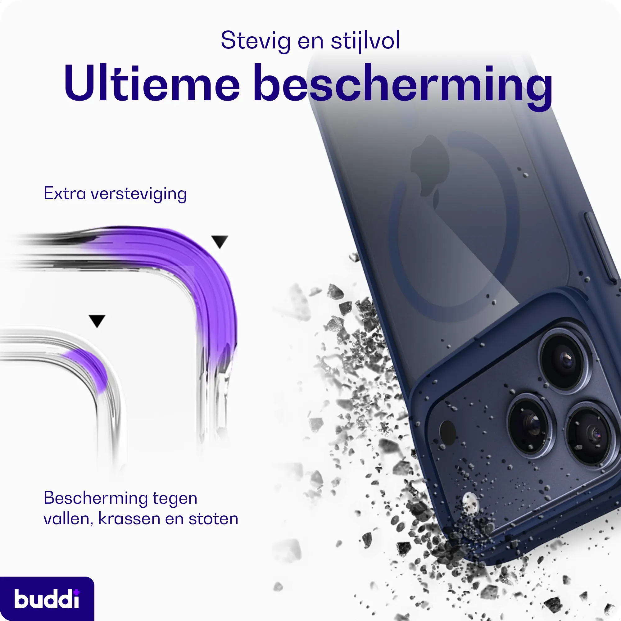 Buddi Hybrid Apple iPhone 18 Pro Hoesje MagSafe Back Cover Transparant Blauw afbeelding 3