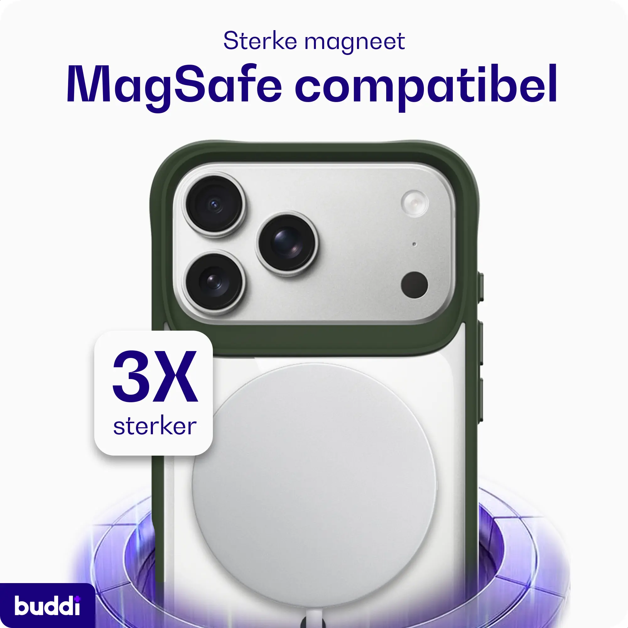 Buddi Hybrid Apple iPhone 18 Pro Hoesje MagSafe Back Cover Transparant Groen afbeelding 4