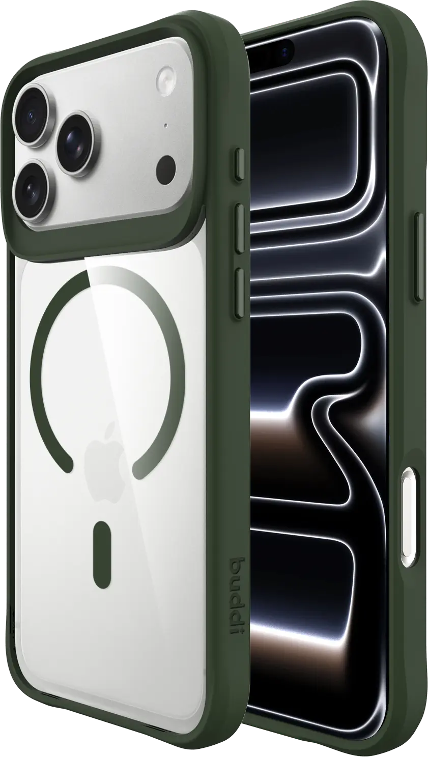 Buddi Hybrid Apple iPhone 18 Pro Hoesje MagSafe Back Cover Transparant Groen afbeelding 1