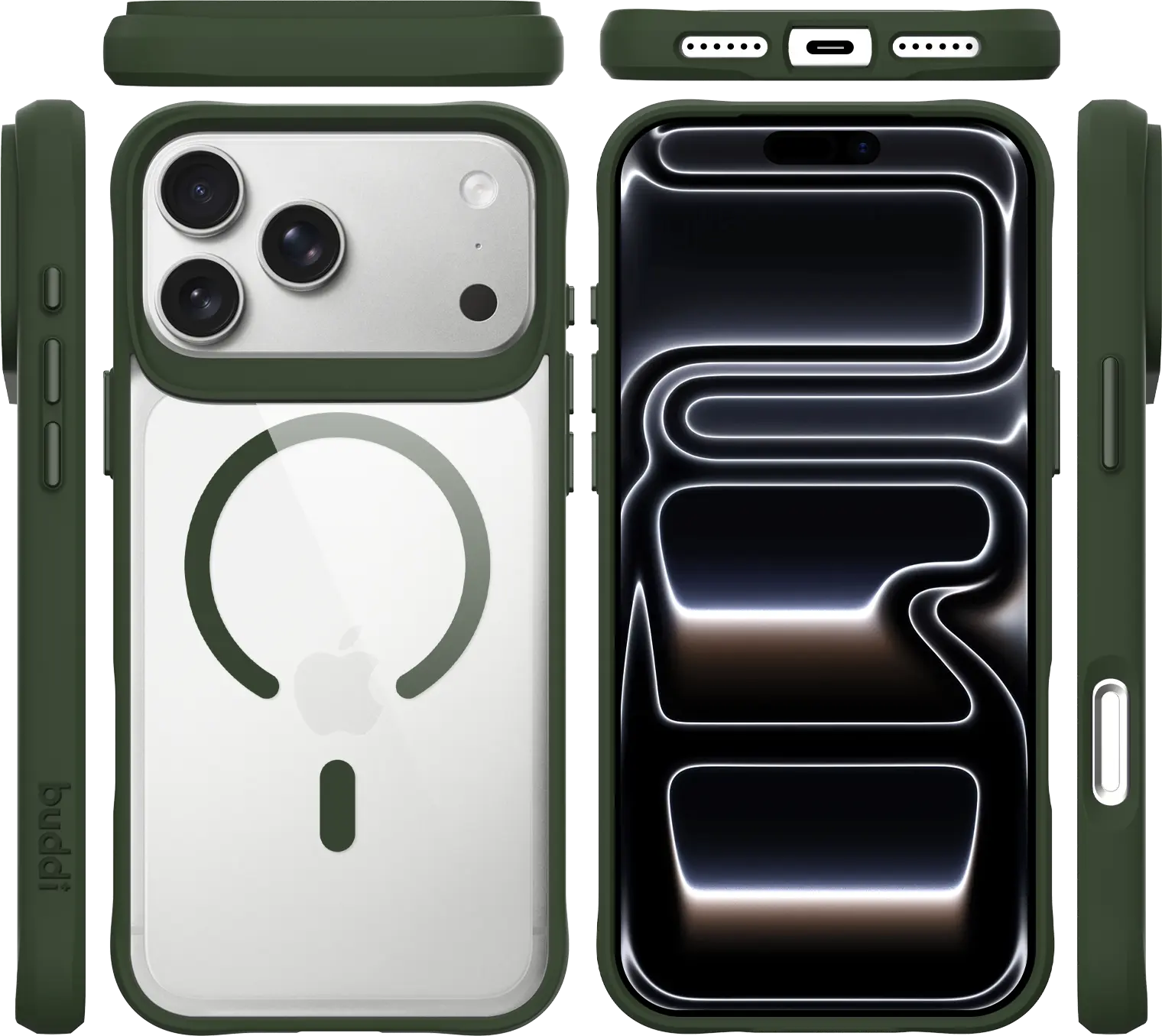 Buddi Hybrid Apple iPhone 18 Pro Hoesje MagSafe Back Cover Transparant Groen afbeelding 10