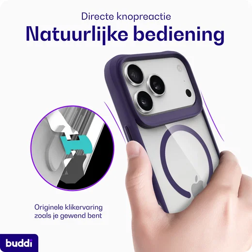 Buddi Hybrid Apple iPhone 18 Pro Hoesje MagSafe Back Cover Transparant Paars afbeelding 5