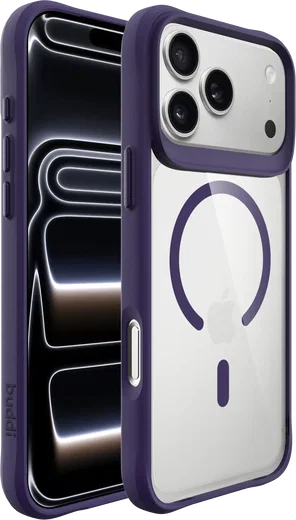 Buddi Hybrid Apple iPhone 18 Pro Hoesje MagSafe Back Cover Transparant Paars afbeelding 9