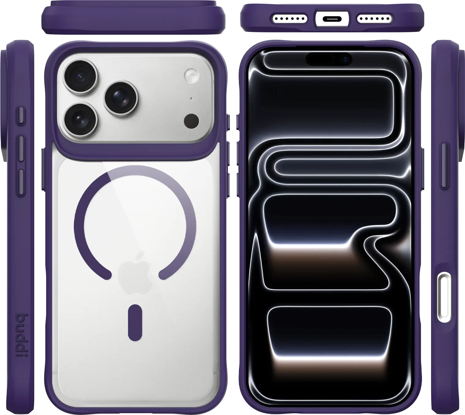 Buddi Hybrid Apple iPhone 18 Pro Hoesje MagSafe Back Cover Transparant Paars afbeelding 10