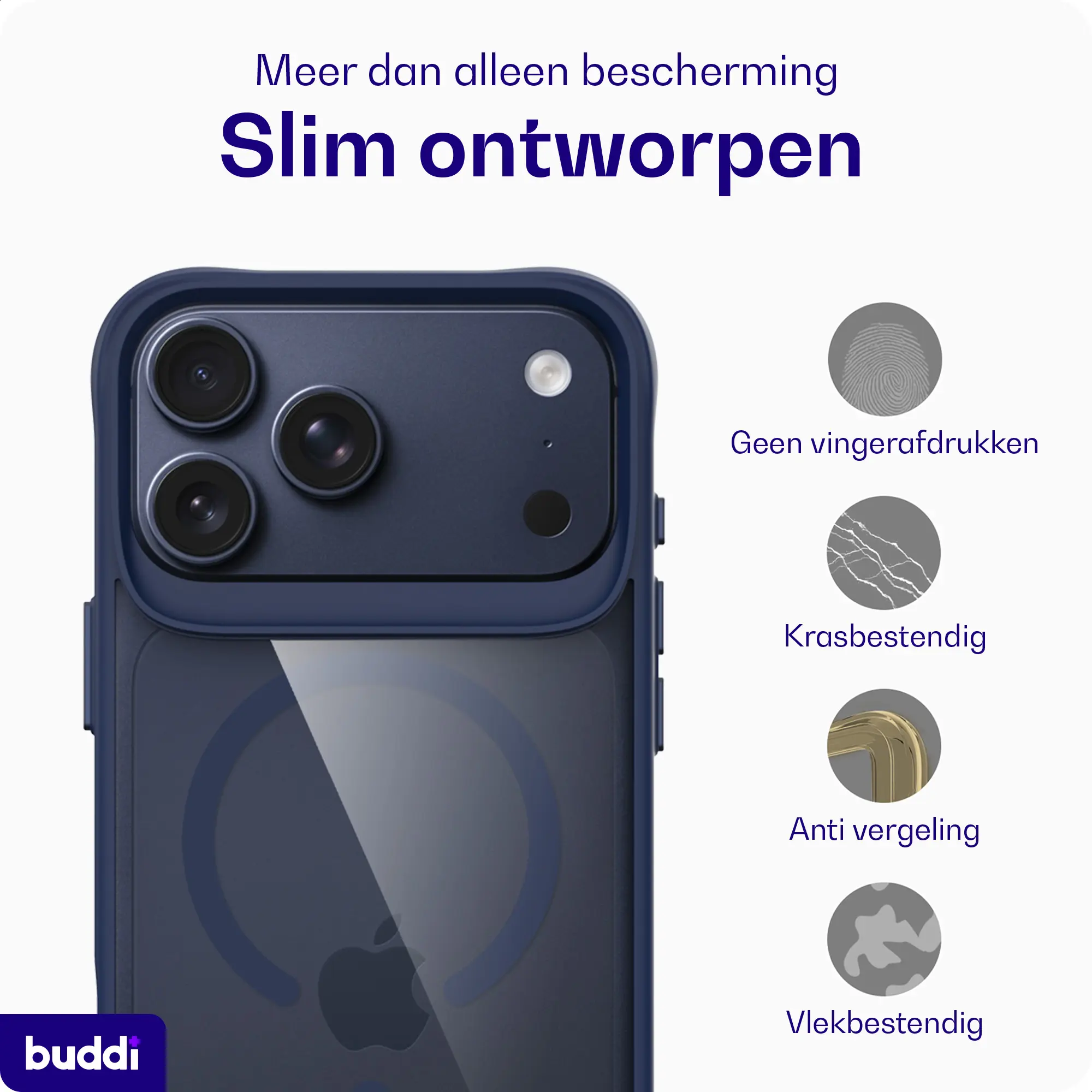 Buddi Hybrid Apple iPhone 18 Pro Max Hoesje MagSafe Back Cover Transparant Blauw afbeelding 7