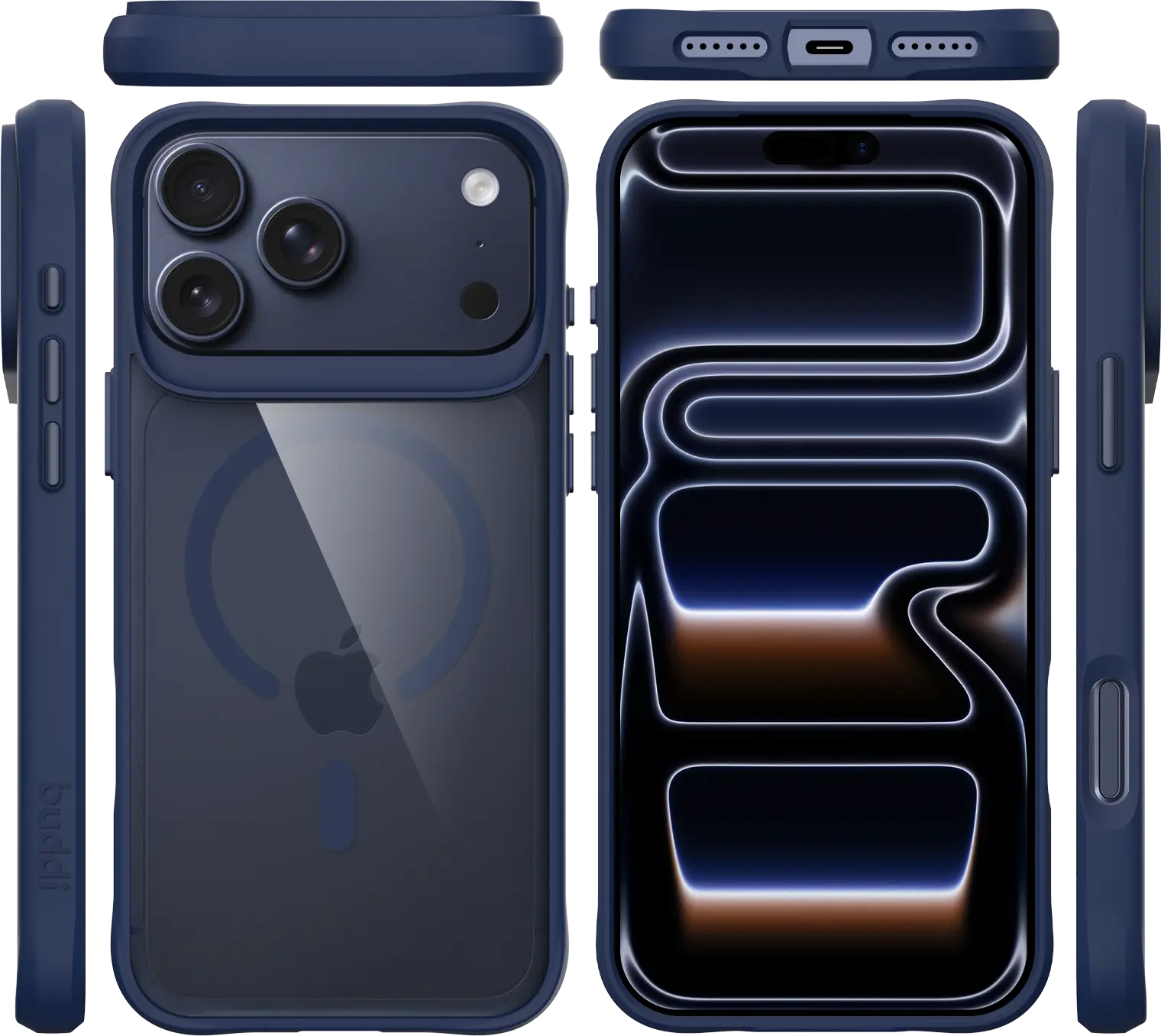 Buddi Hybrid Apple iPhone 18 Pro Max Hoesje MagSafe Back Cover Transparant Blauw afbeelding 9