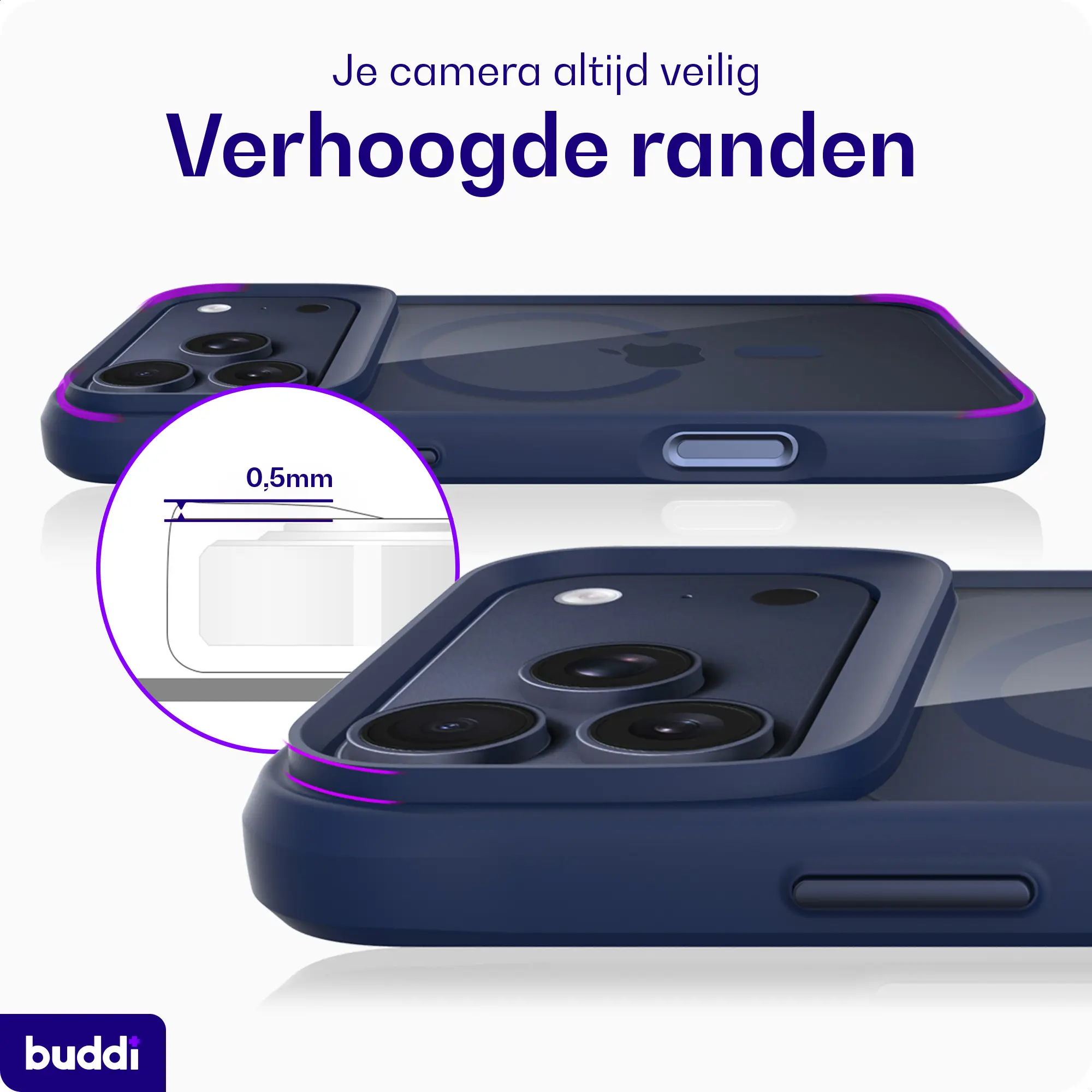 Buddi Hybrid Apple iPhone 18 Pro Max Hoesje MagSafe Back Cover Transparant Blauw afbeelding 5
