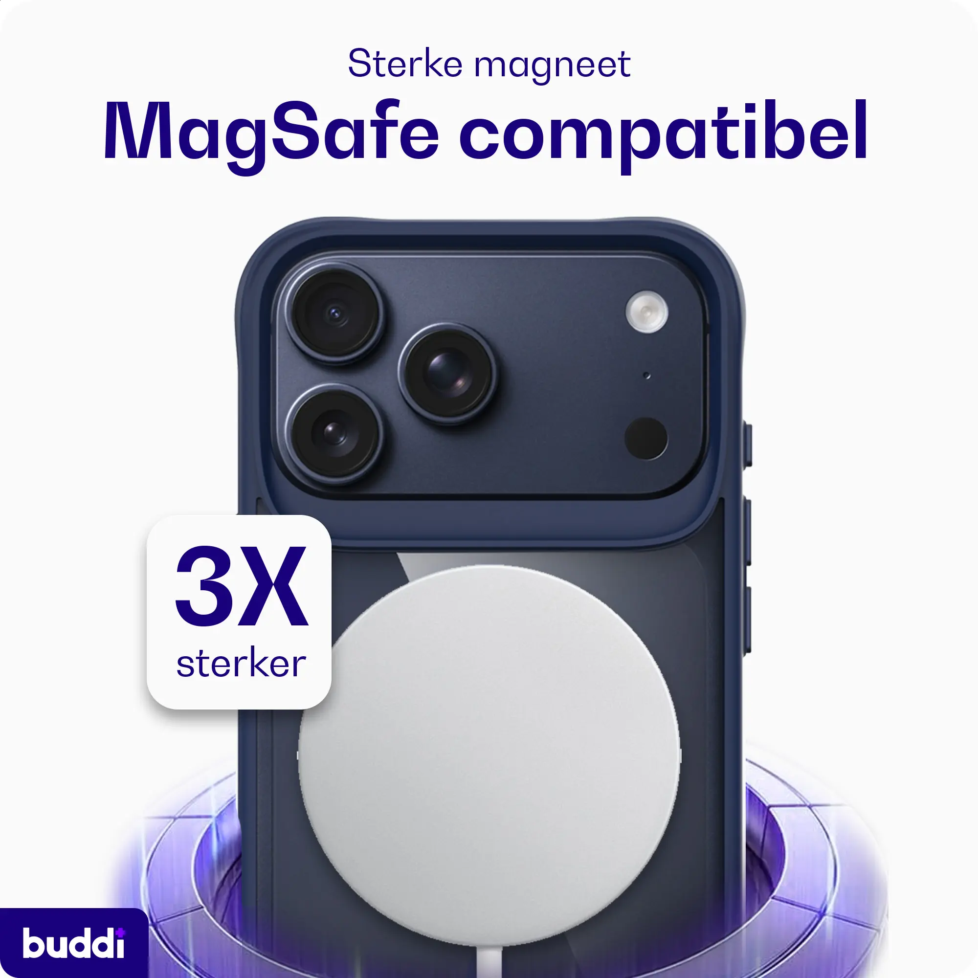 Buddi Hybrid Apple iPhone 18 Pro Max Hoesje MagSafe Back Cover Transparant Blauw afbeelding 4