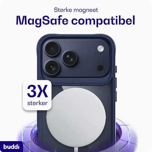 Buddi Hybrid Apple iPhone 18 Pro Max Hoesje MagSafe Back Cover Transparant Blauw afbeelding 4