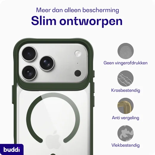 Buddi Hybrid Apple iPhone 18 Pro Max Hoesje MagSafe Back Cover Transparant Groen afbeelding 7