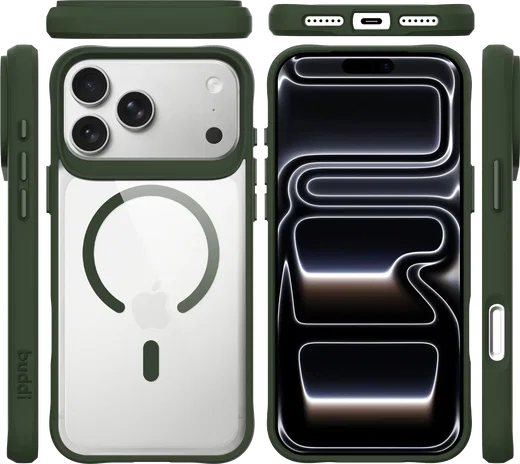 Buddi Hybrid Apple iPhone 18 Pro Max Hoesje MagSafe Back Cover Transparant Groen afbeelding 9