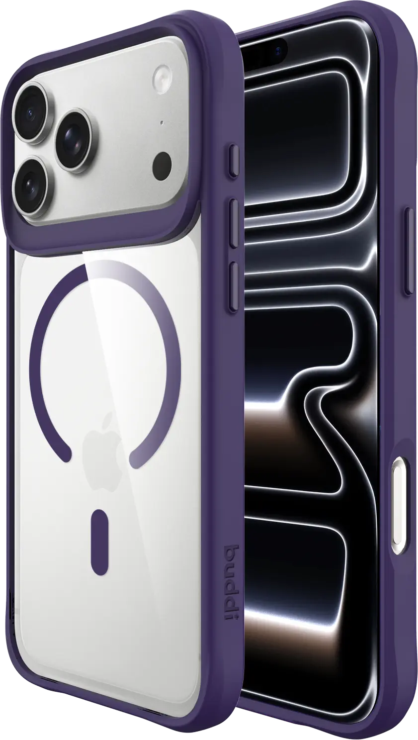 Buddi Hybrid Apple iPhone 18 Pro Max Hoesje MagSafe Back Cover Transparant Paars afbeelding 1