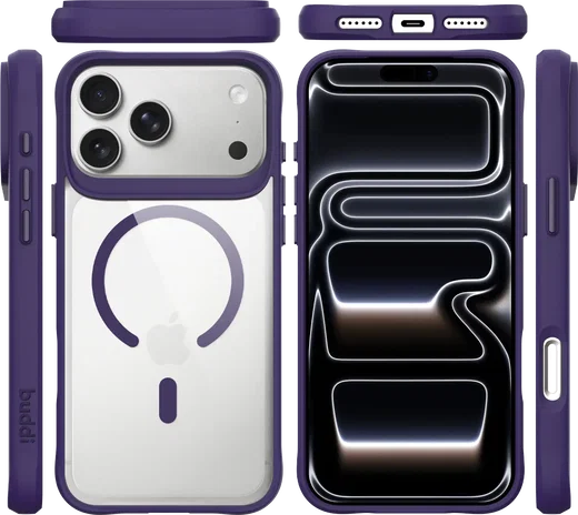 Buddi Hybrid Apple iPhone 18 Pro Max Hoesje MagSafe Back Cover Transparant Paars afbeelding 10