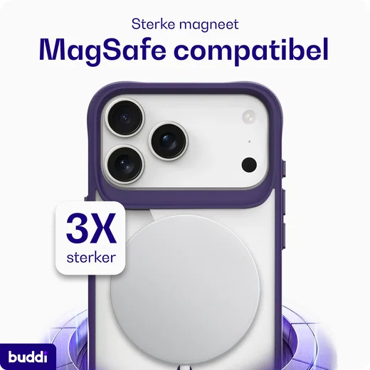 Buddi Hybrid Apple iPhone 18 Pro Max Hoesje MagSafe Back Cover Transparant Paars afbeelding 4