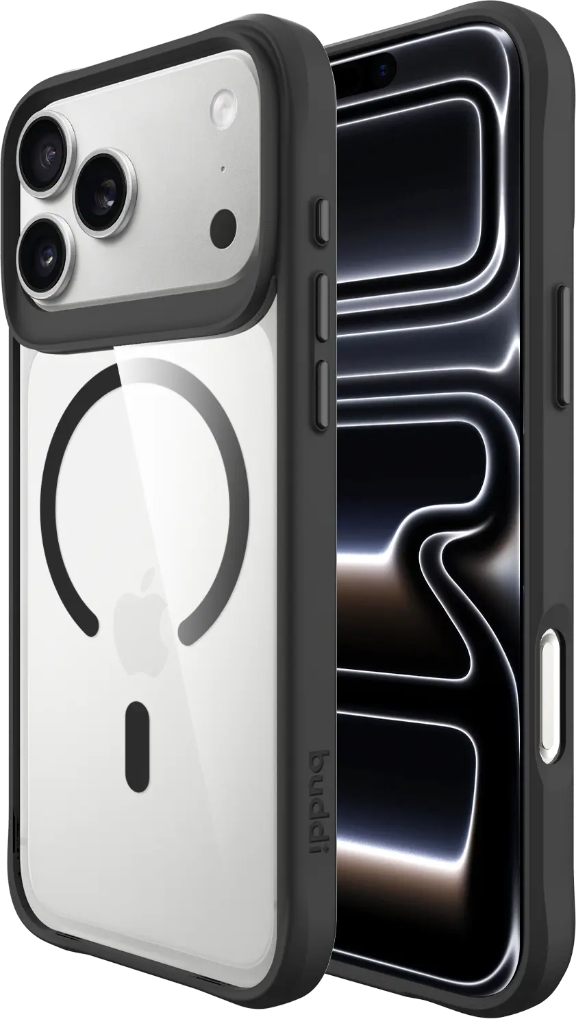 Buddi Hybrid Apple iPhone 18 Pro Max Hoesje MagSafe Back Cover Transparant Zwart afbeelding 1