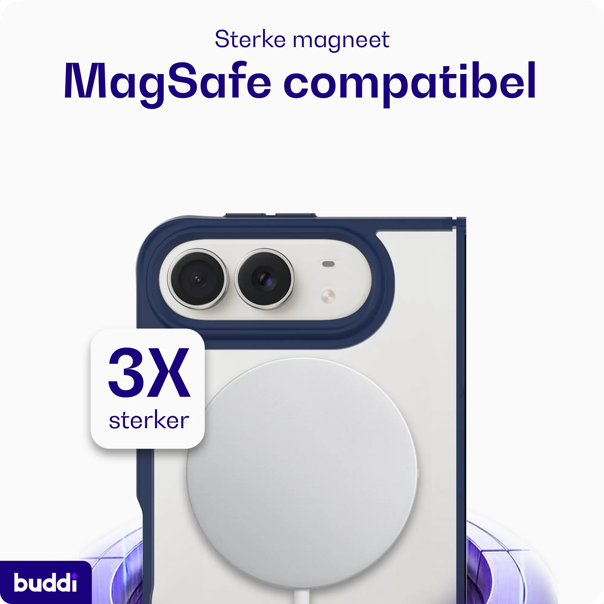 Buddi Hybrid Apple iPhone Duo Hoesje MagSafe Back Cover Blauw afbeelding 4