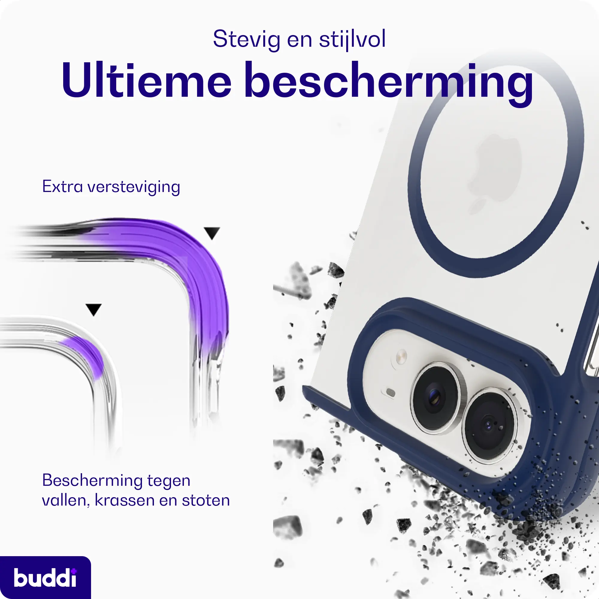 Buddi Hybrid Apple iPhone Duo Hoesje MagSafe Back Cover Blauw afbeelding 3